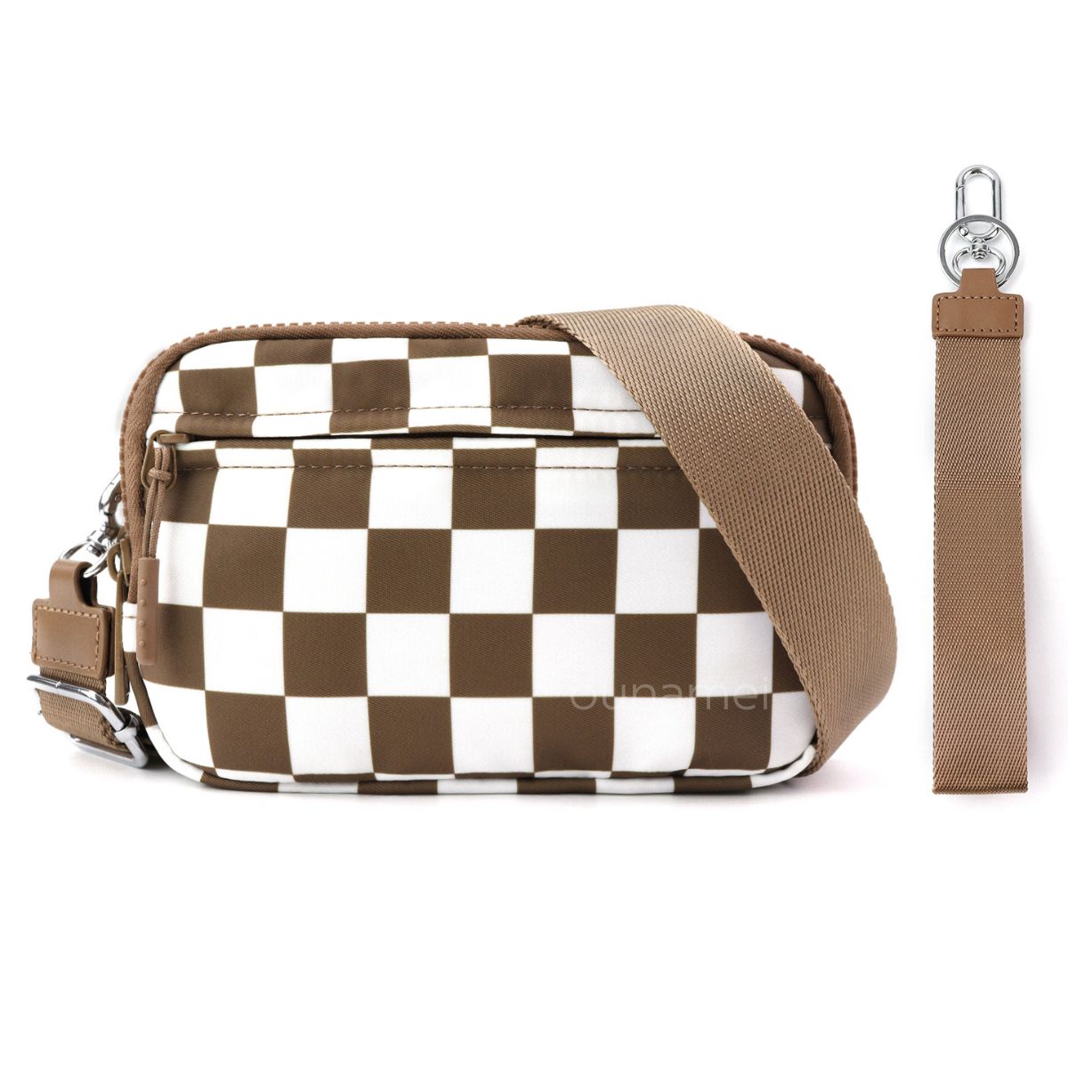 Ounamei Quilted Nylon Wristlet Crossbody Wallet for Women 4-Zipper Small Bag with RFID Protection & Adjustable Strap