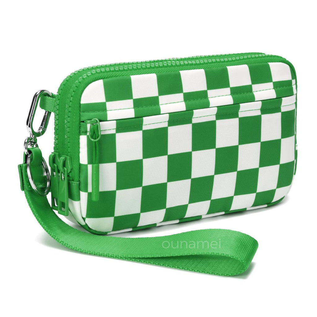 Ounamei Quilted Nylon Wristlet Crossbody Wallet for Women 4-Zipper Small Bag with RFID Protection & Adjustable Strap