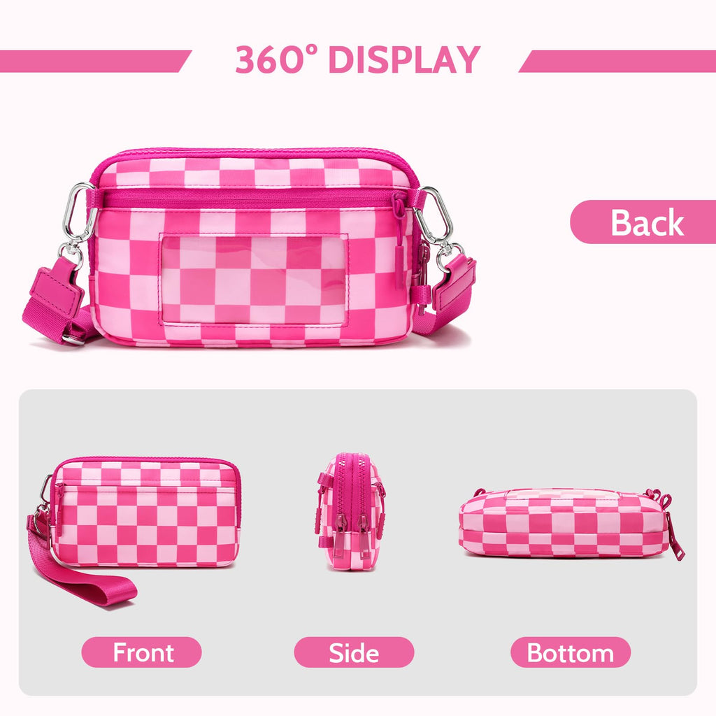Ounamei Quilted Nylon Wristlet Crossbody Wallet for Women 4-Zipper Small Bag with RFID Protection & Adjustable Strap