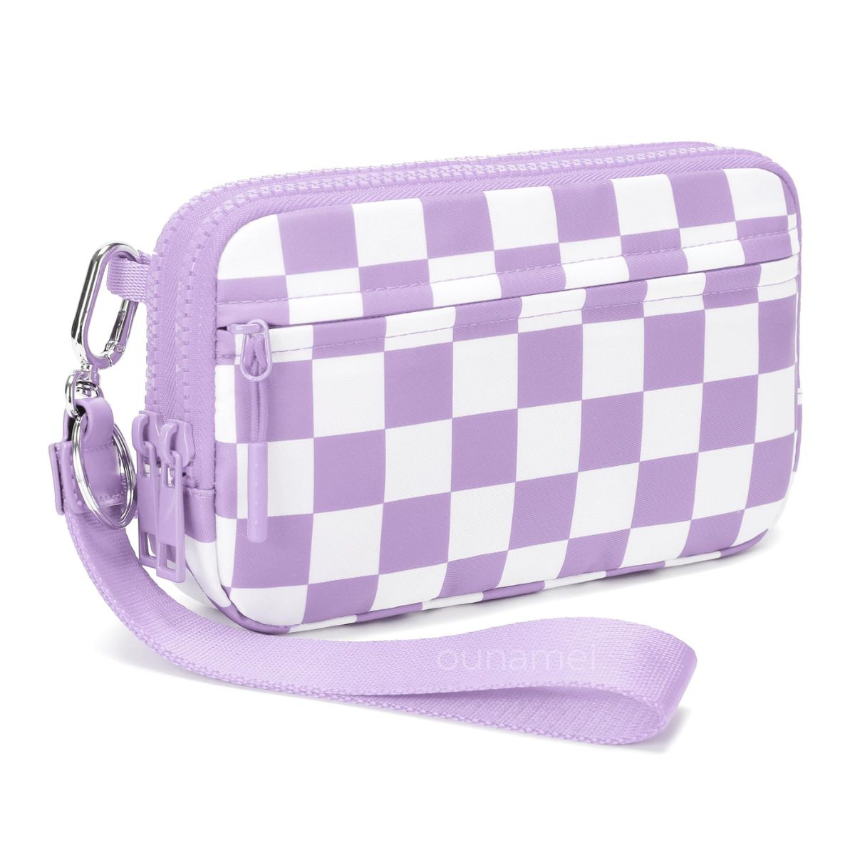 Ounamei Quilted Nylon Wristlet Crossbody Wallet for Women 4-Zipper Small Bag with RFID Protection & Adjustable Strap