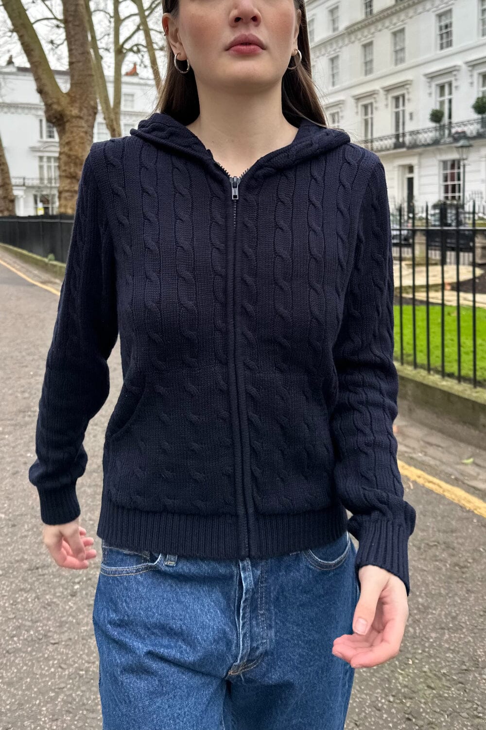 Ayla Cable Knit Zip-Up Sweater