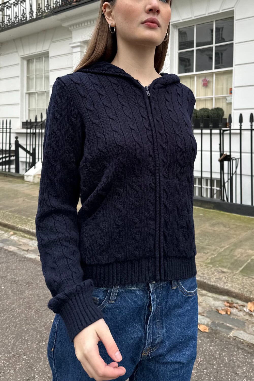 Ayla Cable Knit Zip-Up Sweater