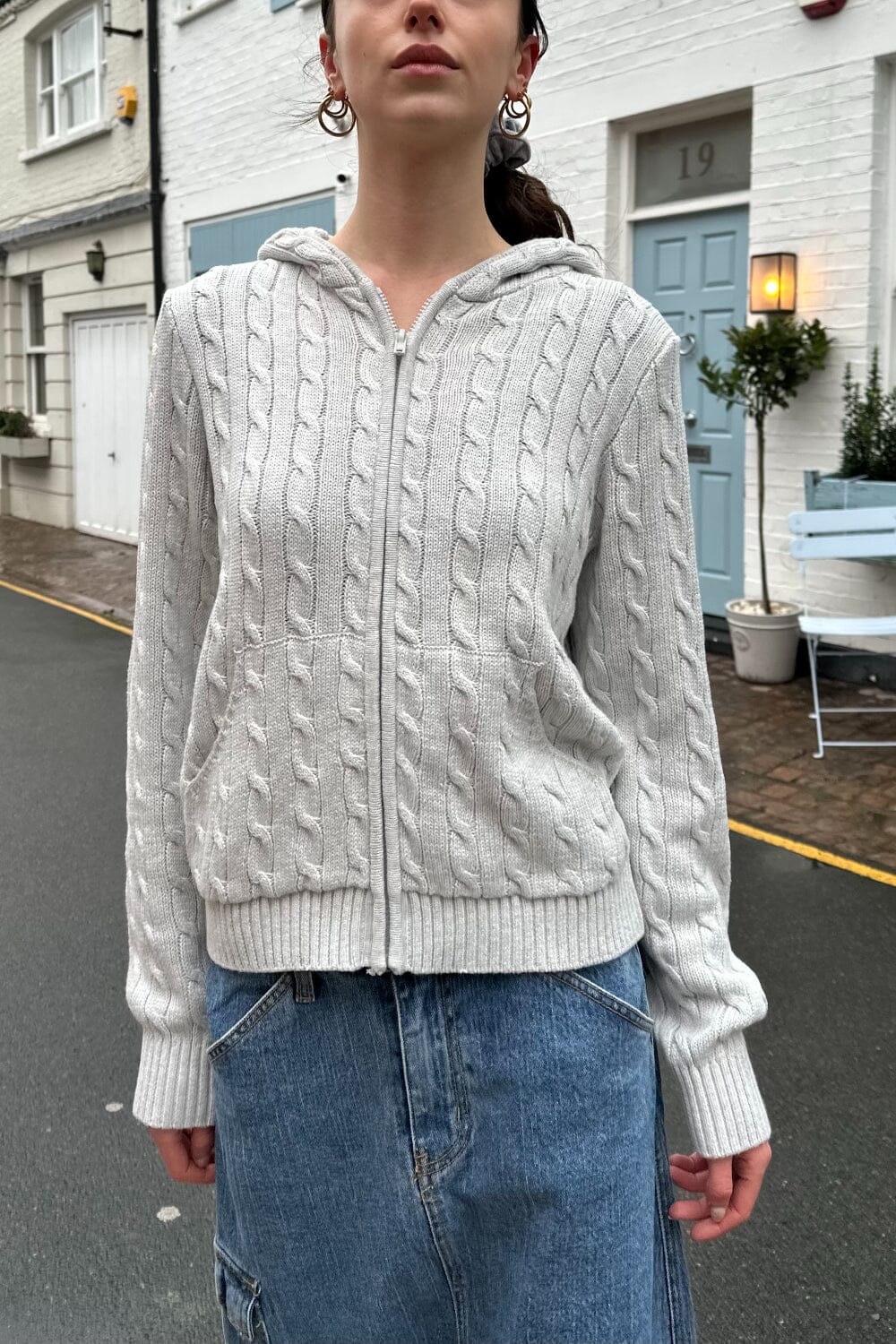 Ayla Cable Knit Zip-Up Sweater