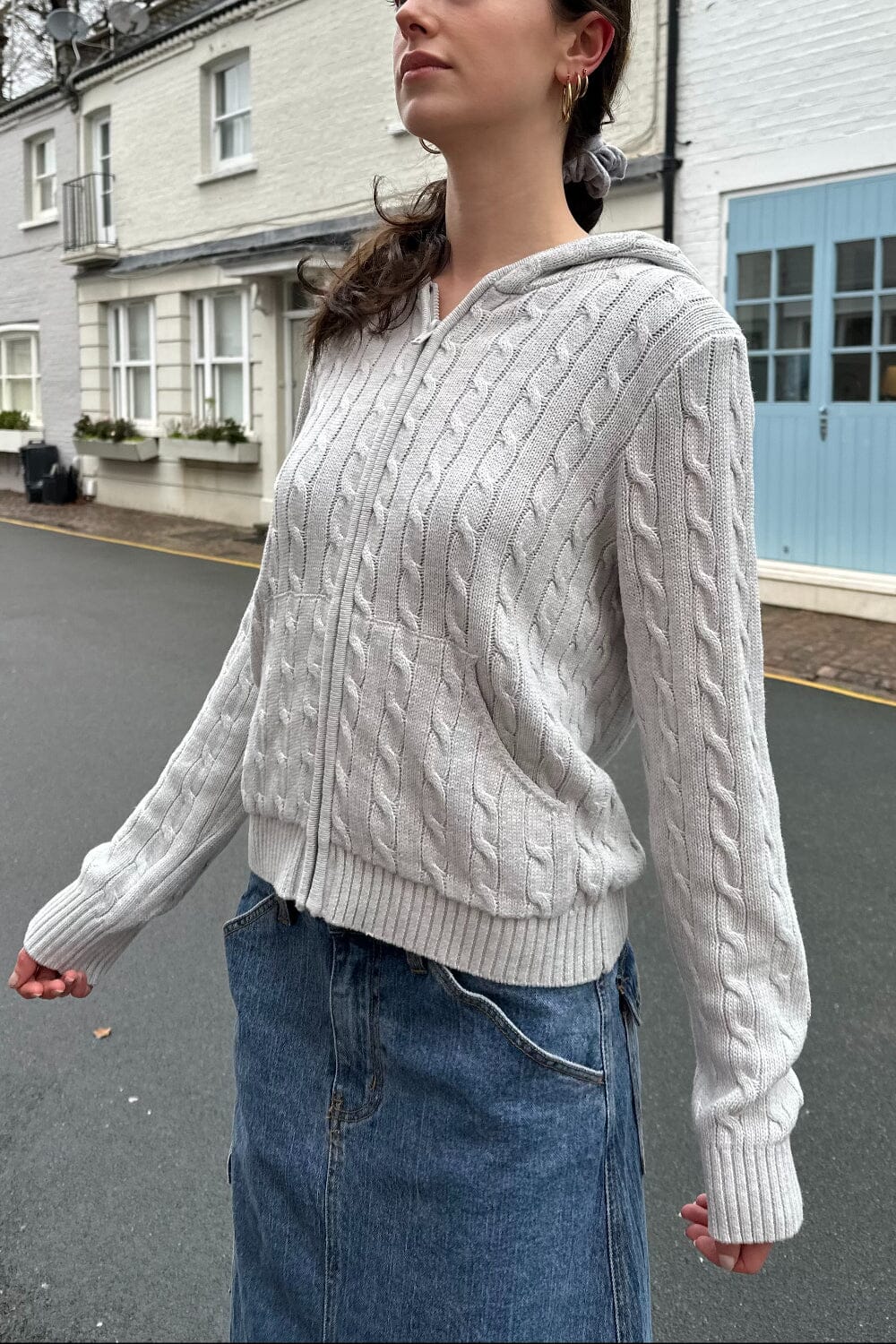 Ayla Cable Knit Zip-Up Sweater