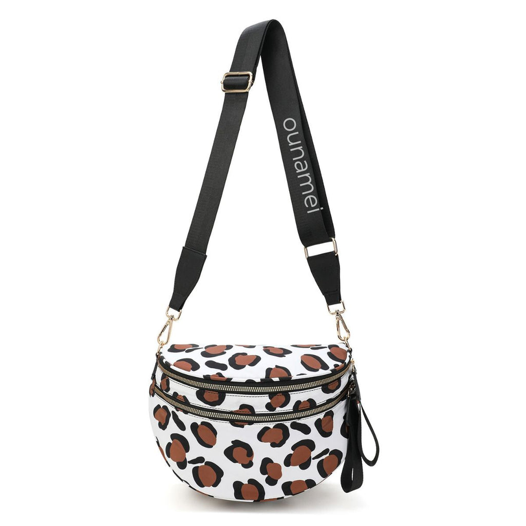 Ounamei Checkered Crossbody Bum Bag for Women Large Capacity Belt Bag for Moms & Everyday Travel