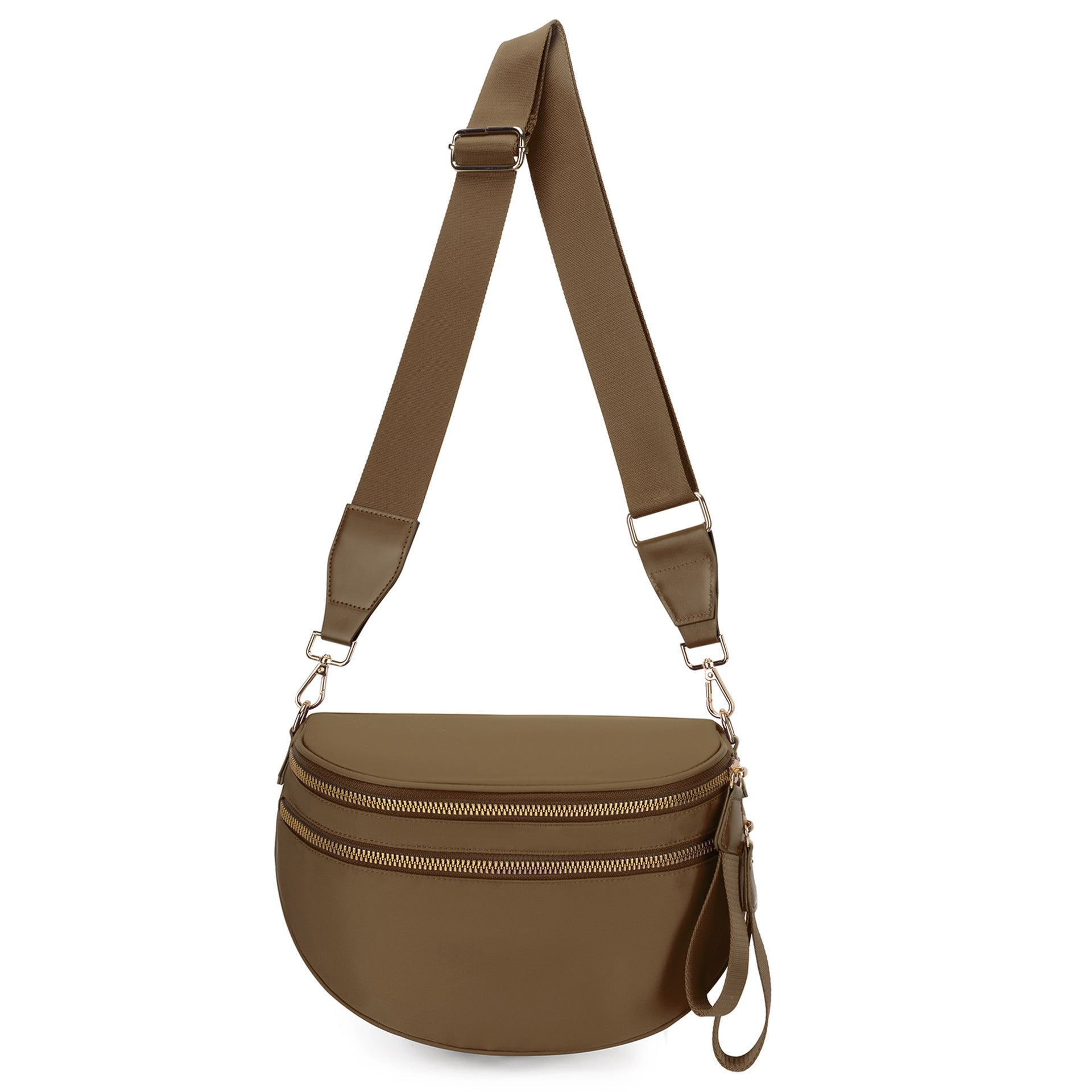Ounamei Solid Color Crossbody Bum Bag for Women Vegan Leather Large Capacity Belt Bag for Moms & Everyday Travel