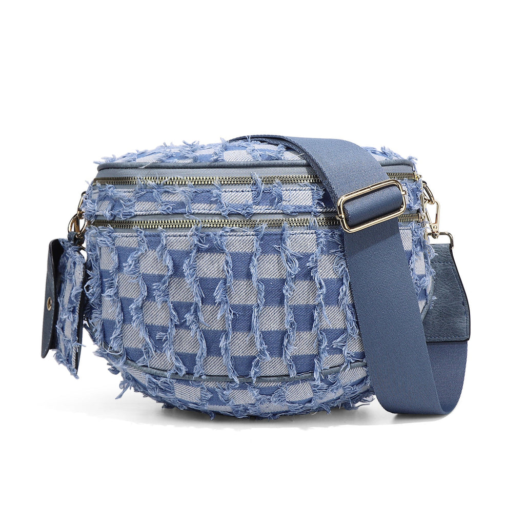 Ounamei Checkered Crossbody Bum Bag for Women Large Capacity Belt Bag for Moms & Everyday Travel