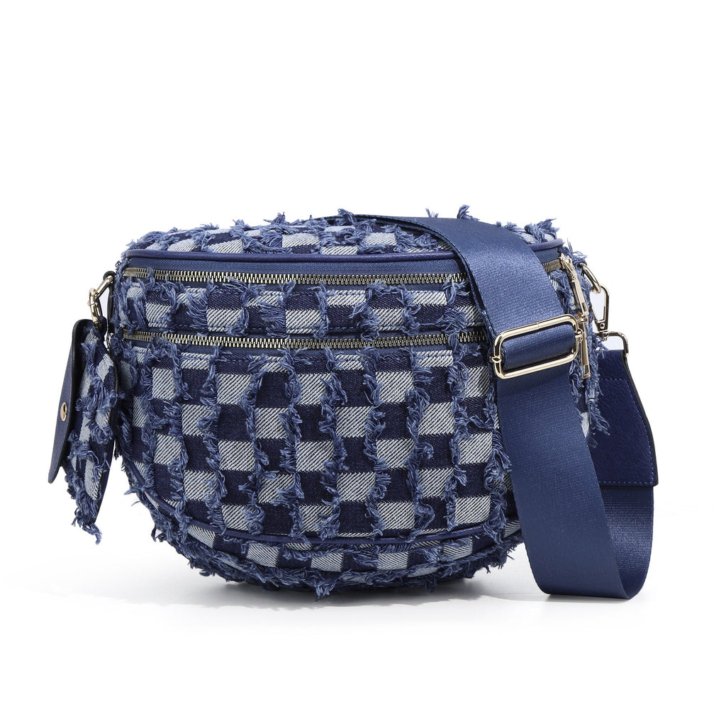 Ounamei Checkered Crossbody Bum Bag for Women Large Capacity Belt Bag for Moms & Everyday Travel