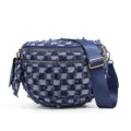 Ounamei Denim Checkered Crossbody Bag for Women | Large Capacity Sling Bum Bag with Mini Pouch