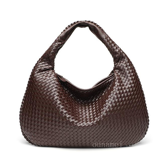Ounamei Vintage Woven Vegan Leather Hobo Bag Large Shoulder Handbag for Women