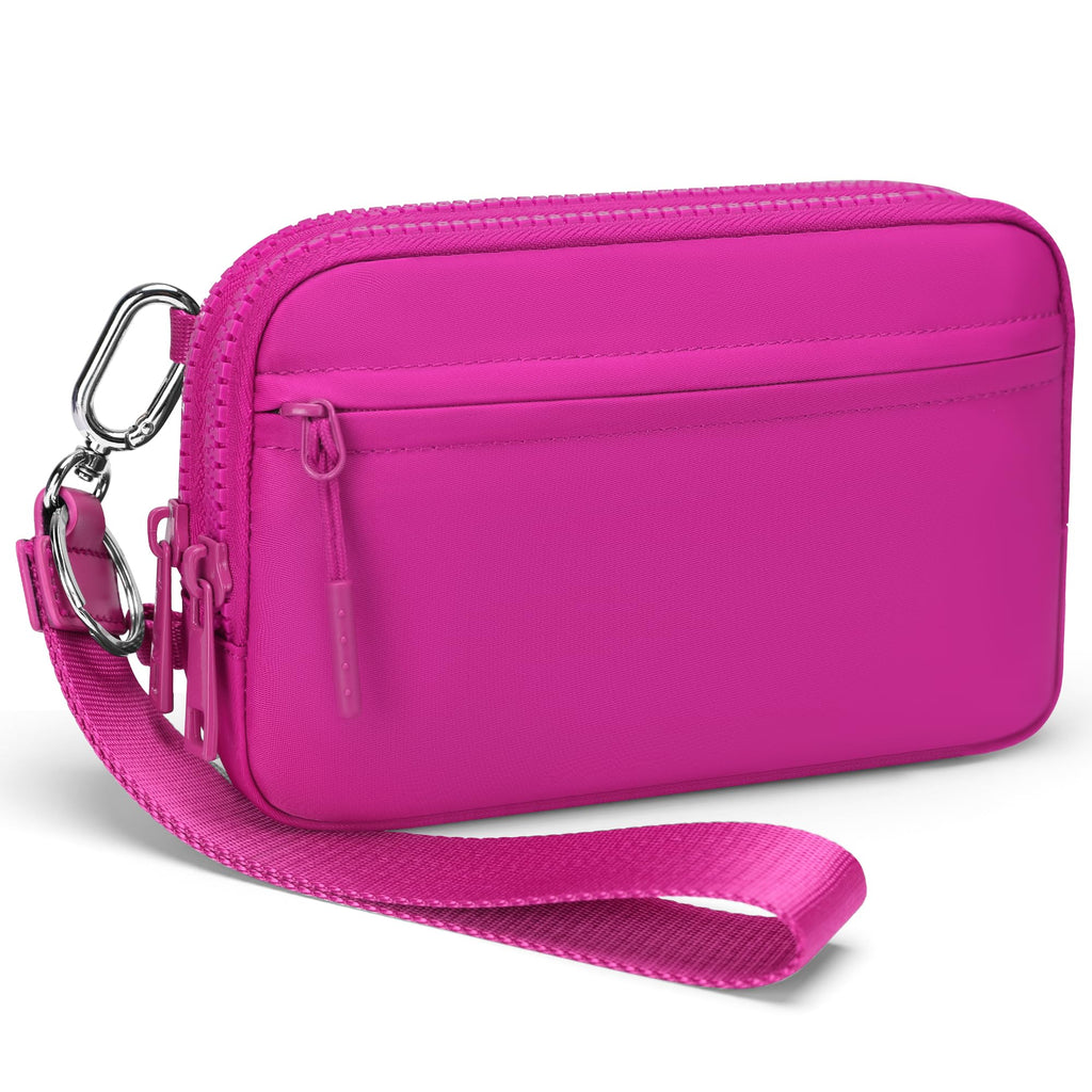 Ounamei Quilted Nylon Wristlet Crossbody Wallet for Women 4-Zipper Small Bag with RFID Protection & Adjustable Strap