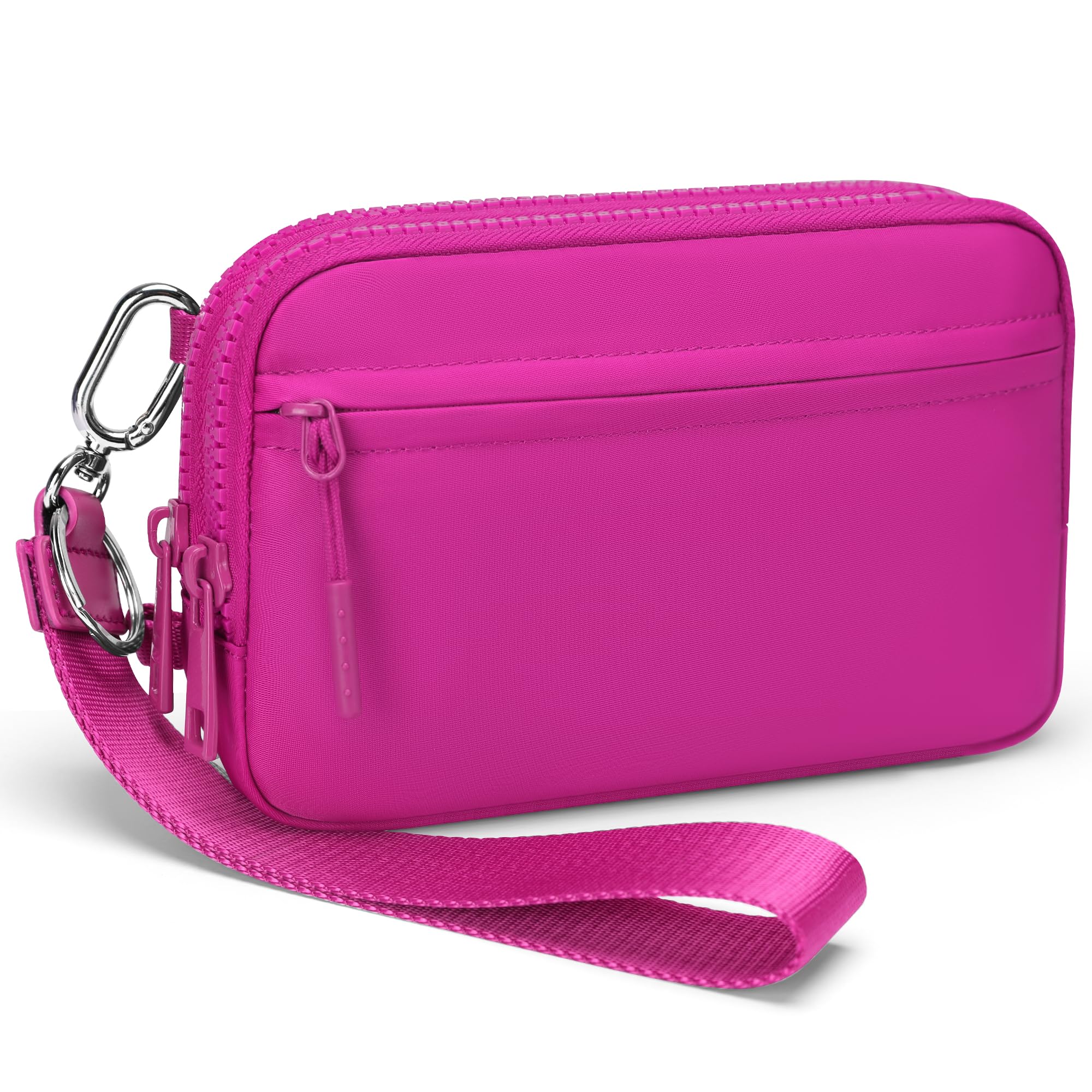 Ounamei Quilted Nylon Wristlet Crossbody Wallet for Women 4-Zipper Small Bag with RFID Protection & Adjustable Strap