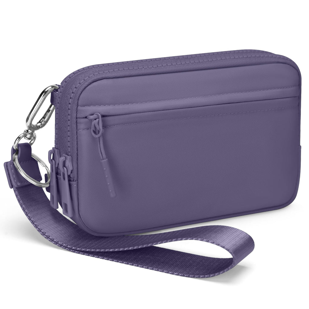 Ounamei Quilted Nylon Wristlet Crossbody Wallet for Women 4-Zipper Small Bag with RFID Protection & Adjustable Strap
