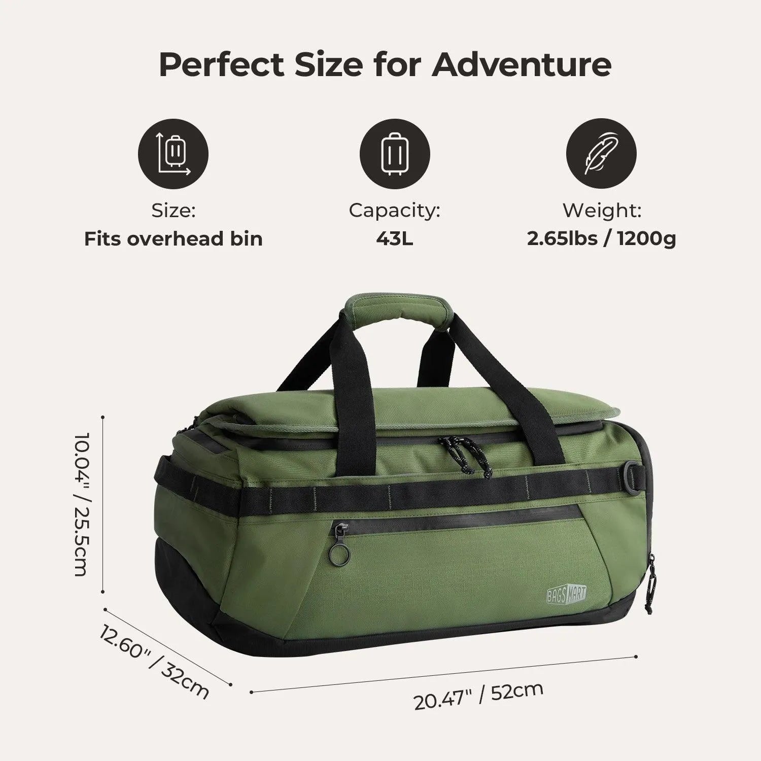 (FREE GIFT) Paz 43L Duffle Backpack