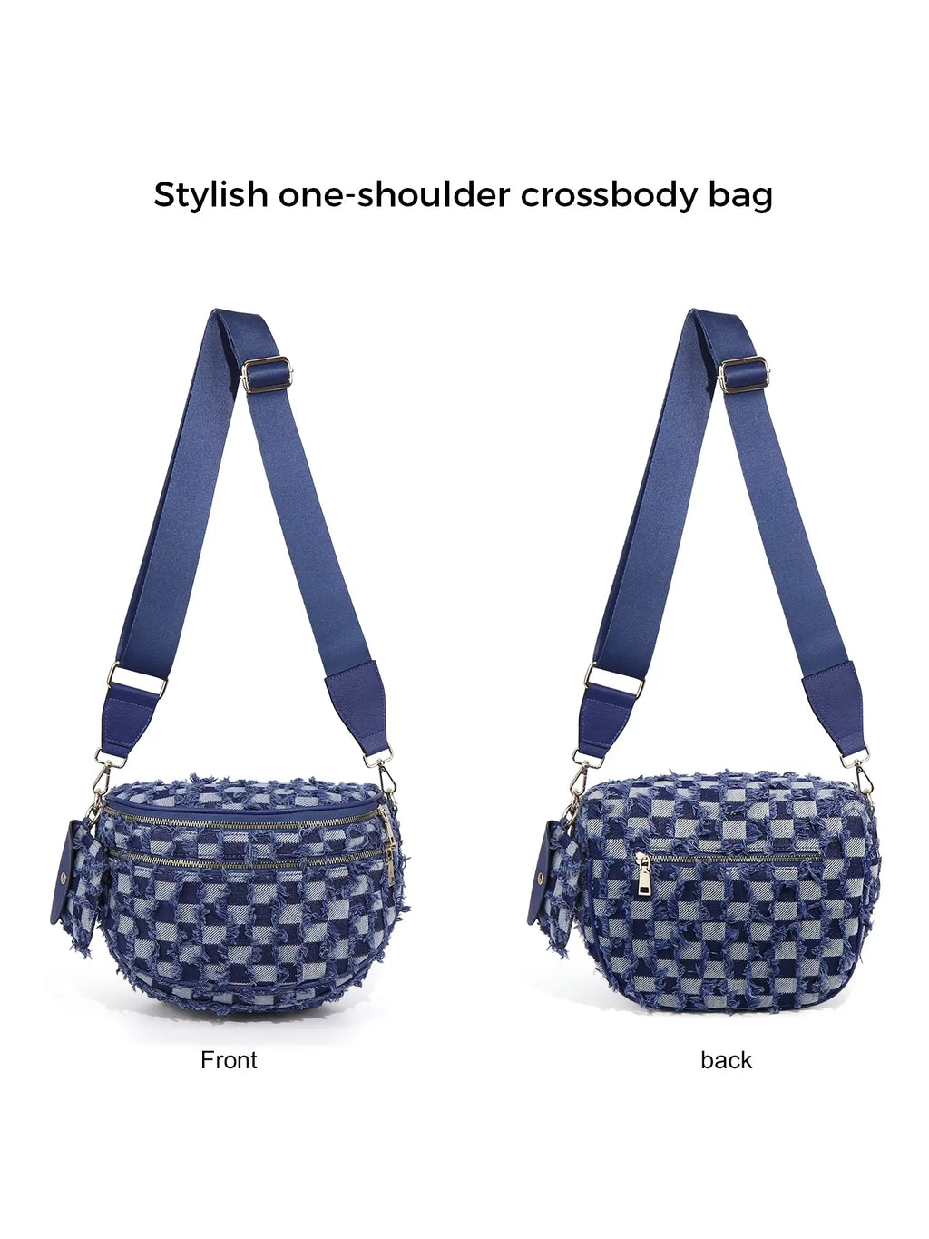 Ounamei Checkered Crossbody Bum Bag for Women Large Capacity Belt Bag for Moms & Everyday Travel